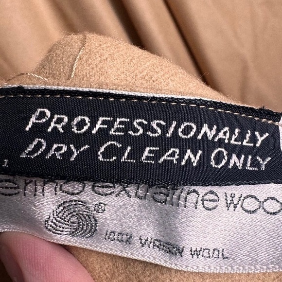 Vtg Alorna 100% Merino Wool Cape Coat Beige Camel Extra Fine Wool Pleated 70s - Picture 14 of 16